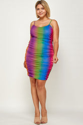 Rainbow Ombre Print Plus Size Women's Cami Dress
